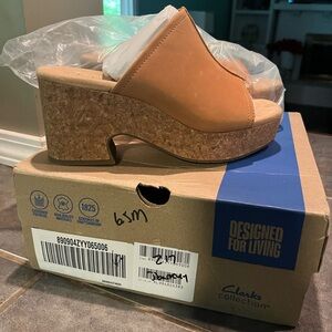Clarks Women's Brown Cork Platform Sandals